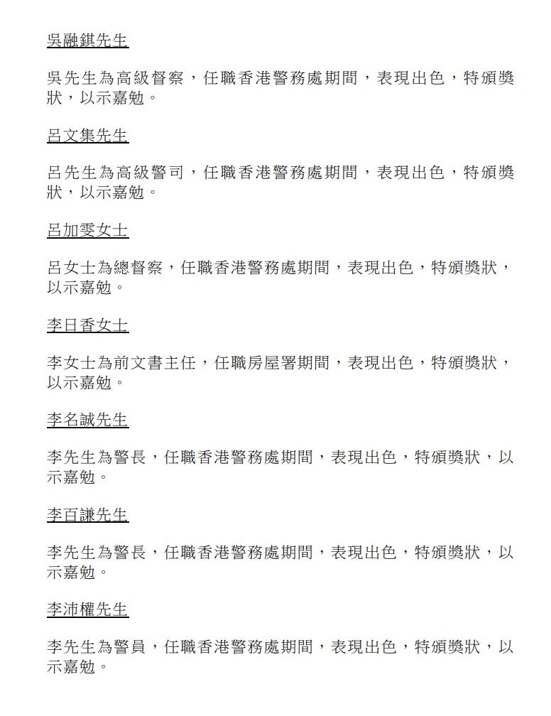 授勳2024|行政長官公共服務獎狀。(政府新聞處)
