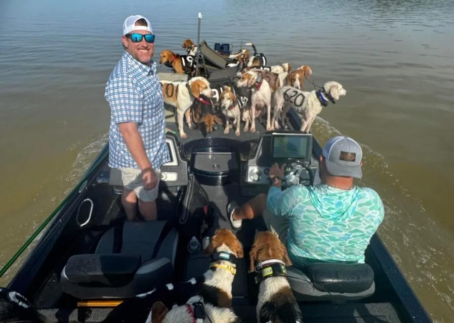 艇上3人毫不猶豫就將手可觸及的狗狗撈上艇,直至艇上沒有空間,便載返岸上。(網上圖片)