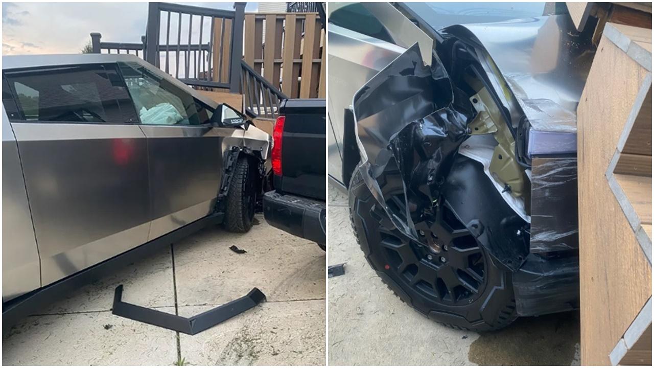 Cybertruck車主等5年剛收車4小時,煞車制突鎖死猛撼鄰居。(X)