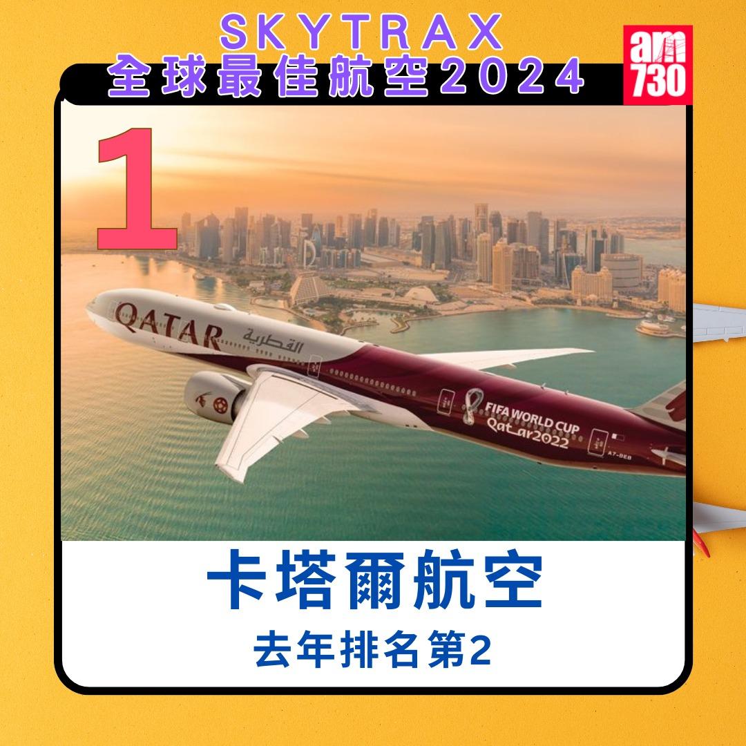 全球航空公司2024|卡塔爾航空第1(am730製圖)