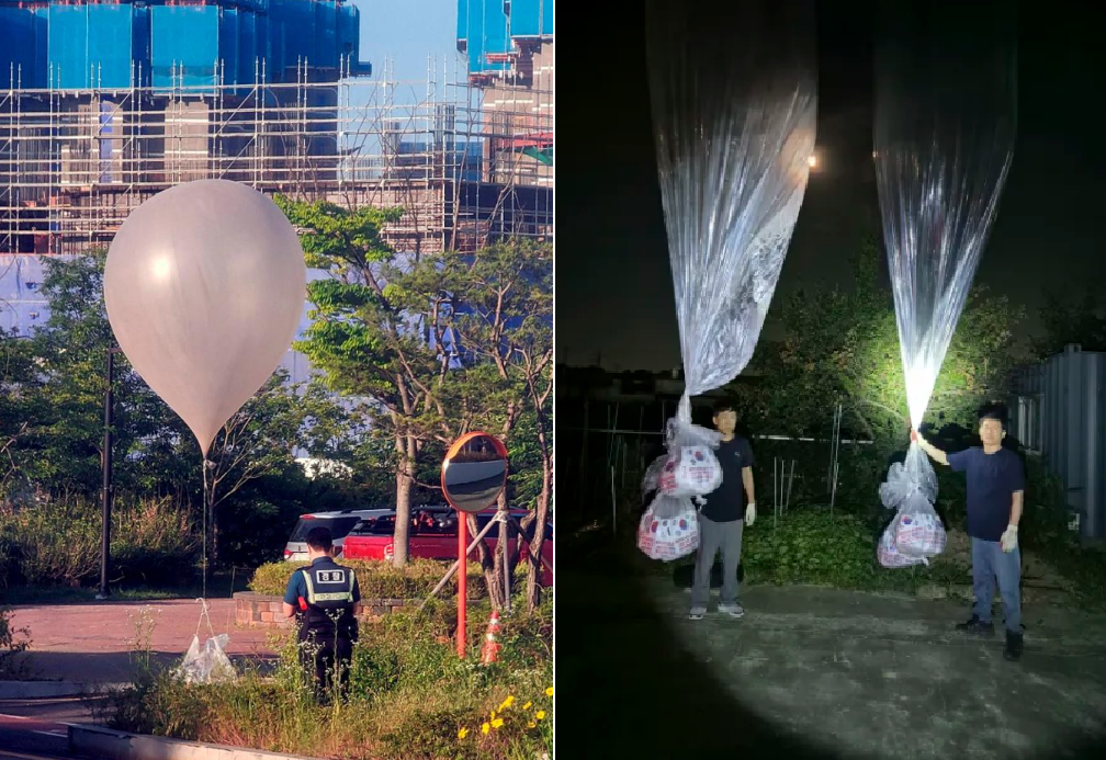 南韓軍方稱,北韓周一再次發放垃圾氣球。(資料圖片)