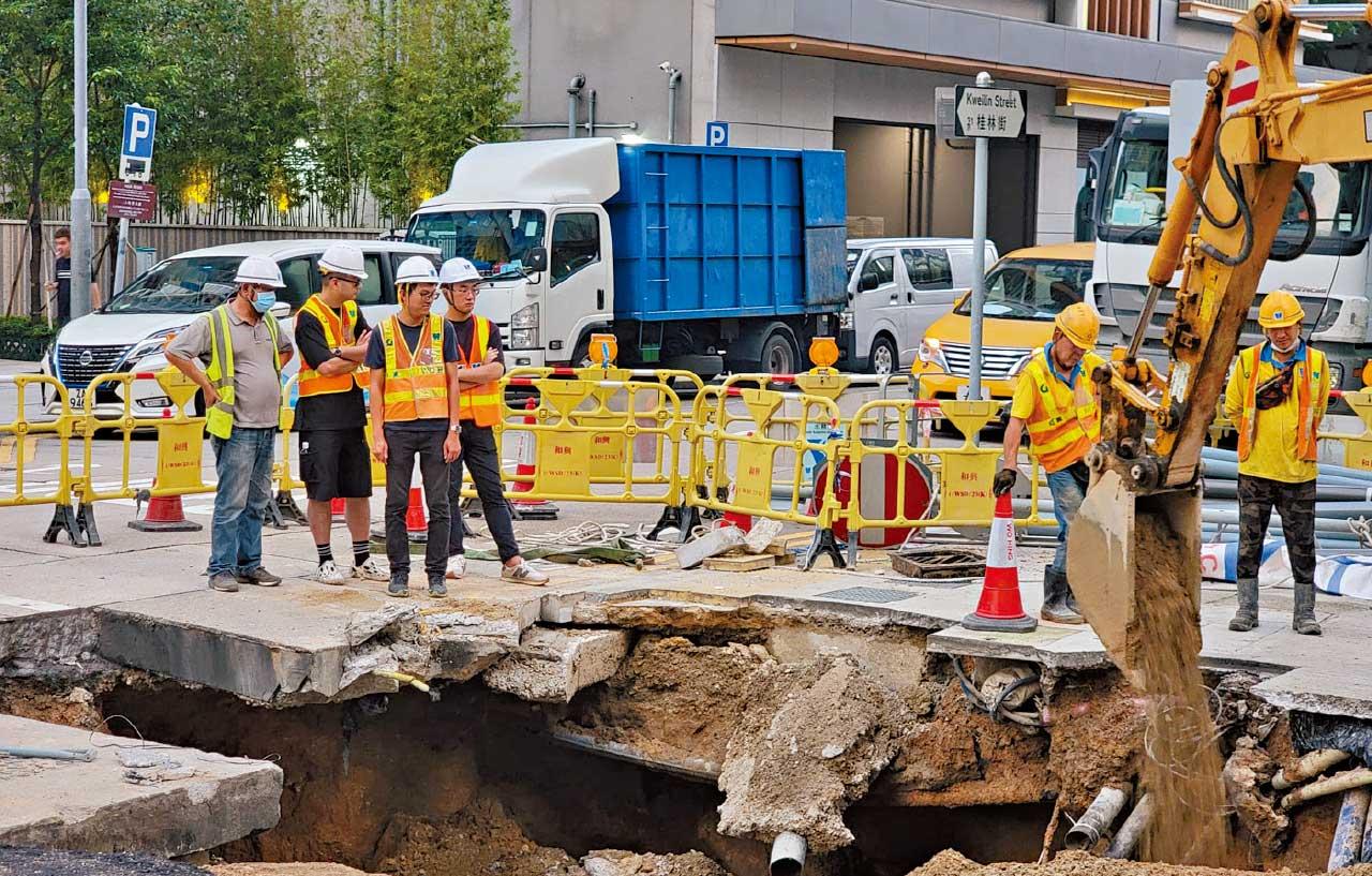 深水埗海壇街路陷