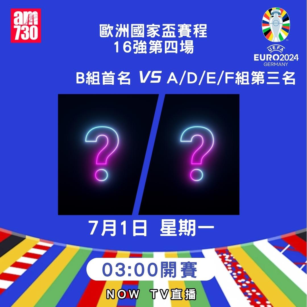 歐洲國家盃淘汰賽賽程|16強(am730製圖)