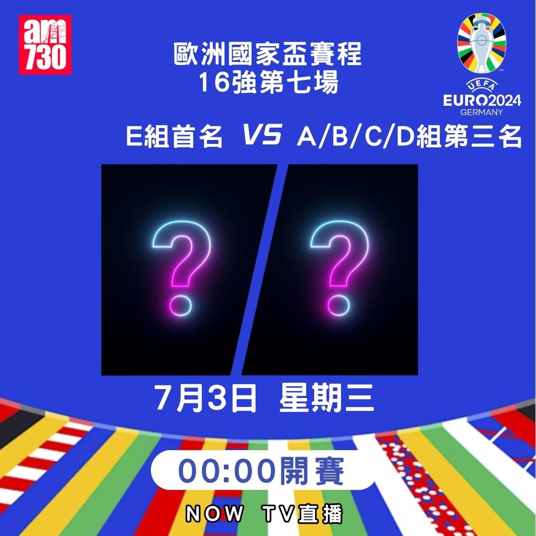 歐洲國家盃淘汰賽賽程|16強(am730製圖)