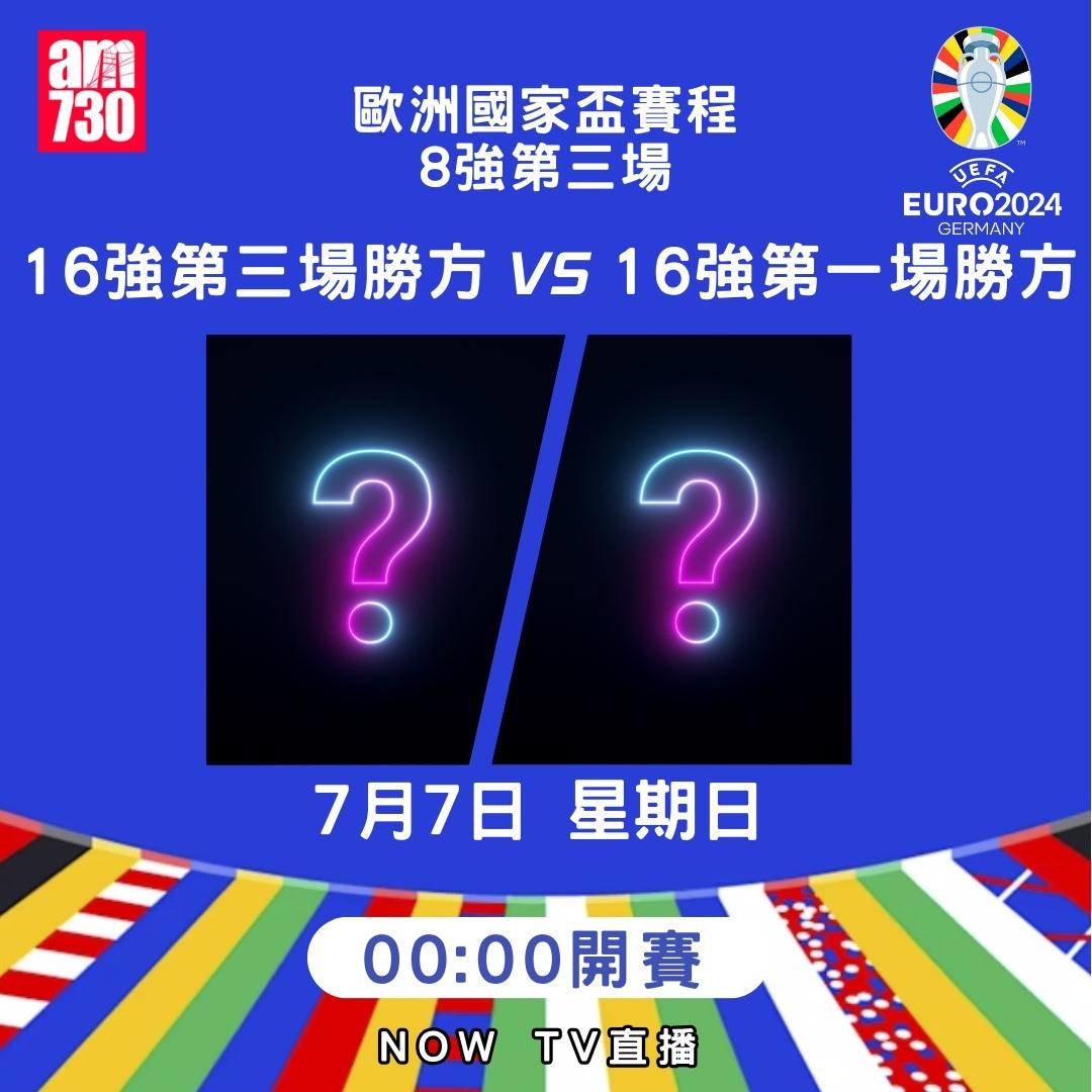 歐洲國家盃淘汰賽賽程|8強(am730製圖)