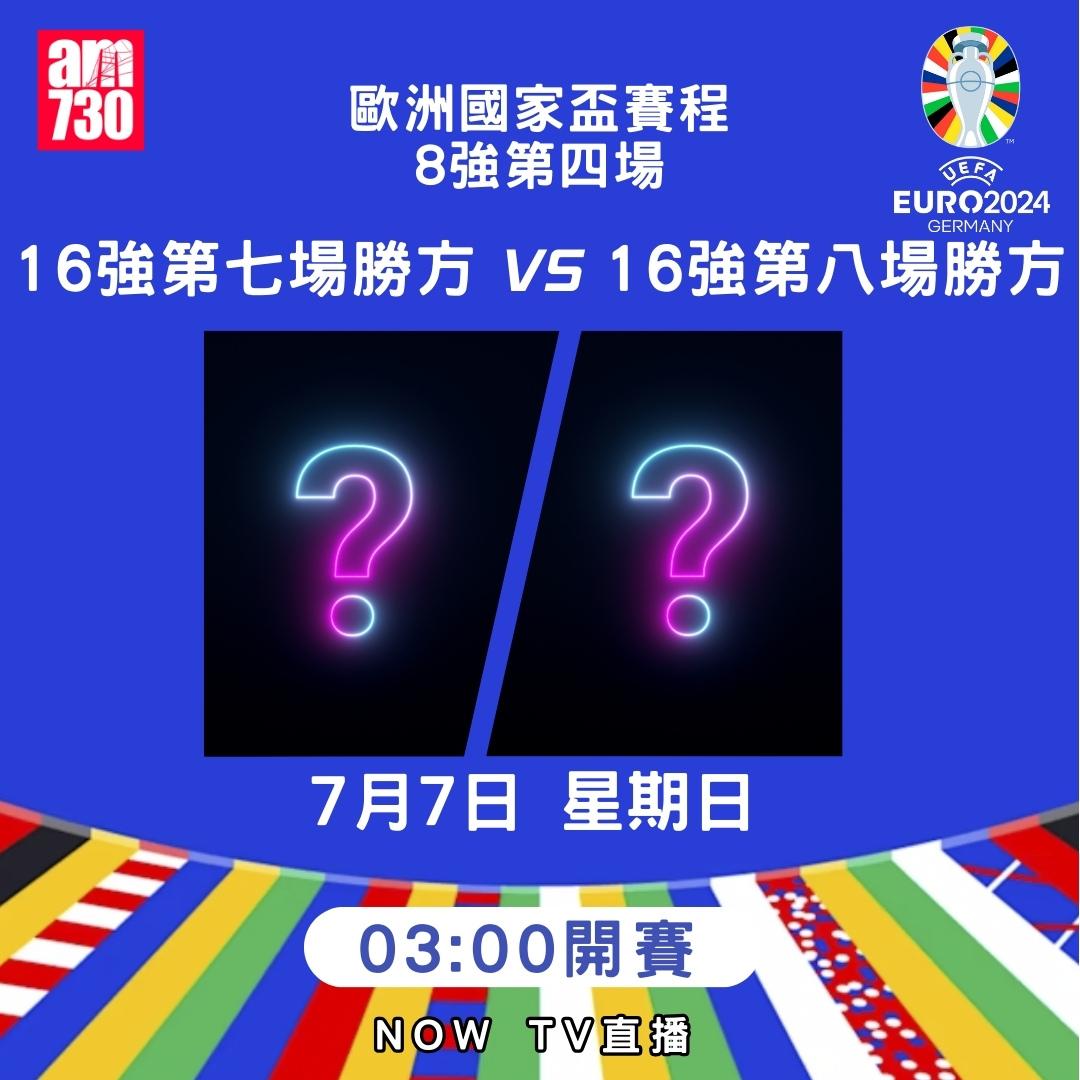 歐洲國家盃淘汰賽賽程|8強(am730製圖)