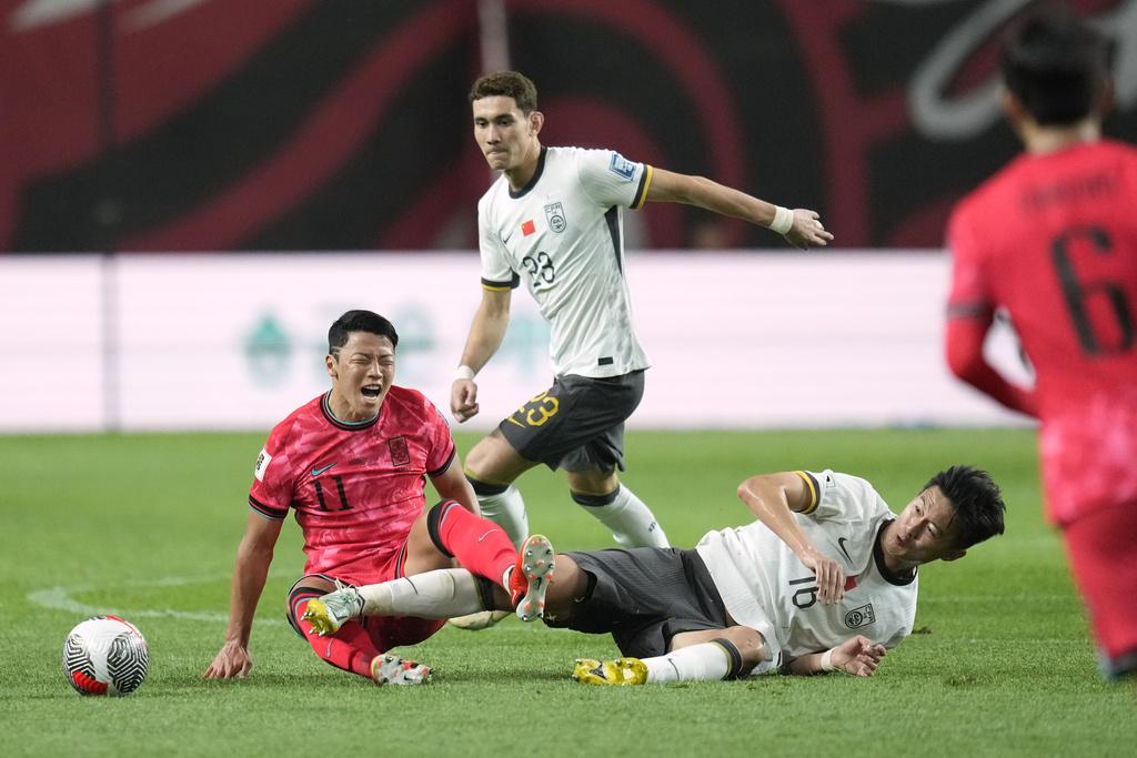 南韓在世界盃外圍賽主場1:0擊敗中國。(美聯社)