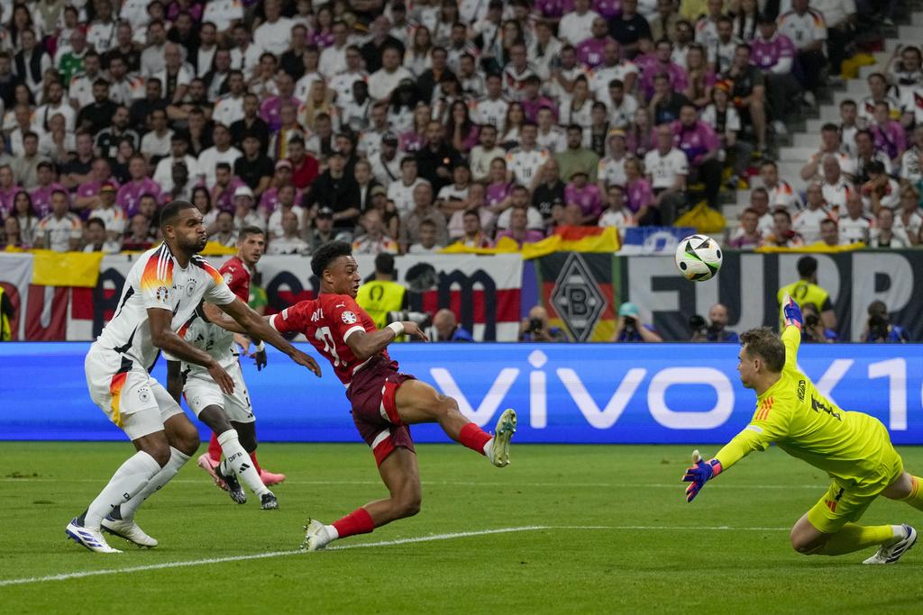 上半場德國曾食一次「詐糊」,之後更因為瑞士一次反擊落後0:1。(美聯社)