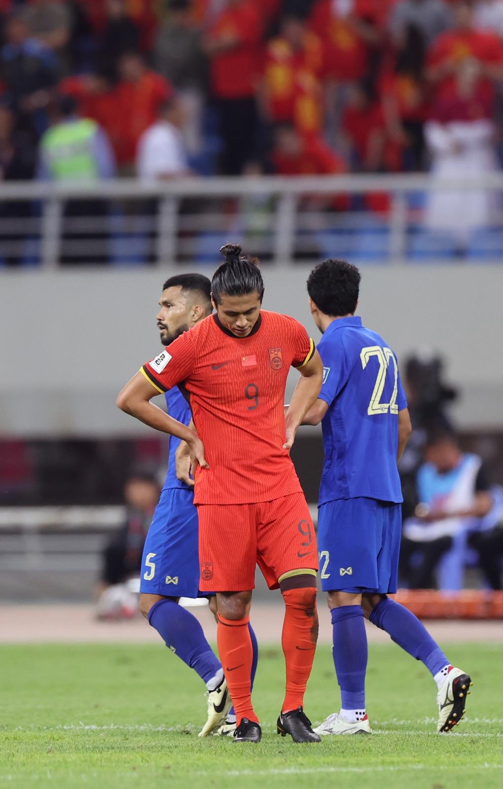 世界盃外圍賽|國足主場賽和泰國,張玉寧非常失望。(新華社)