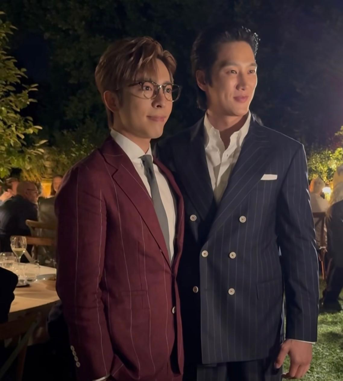 Edan往意大利出席時裝品牌活動,與韓國男星安普賢合照。