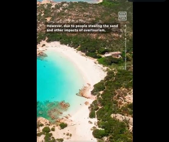 社交網上有介紹「粉紅沙灘」的影片。(互聯網)