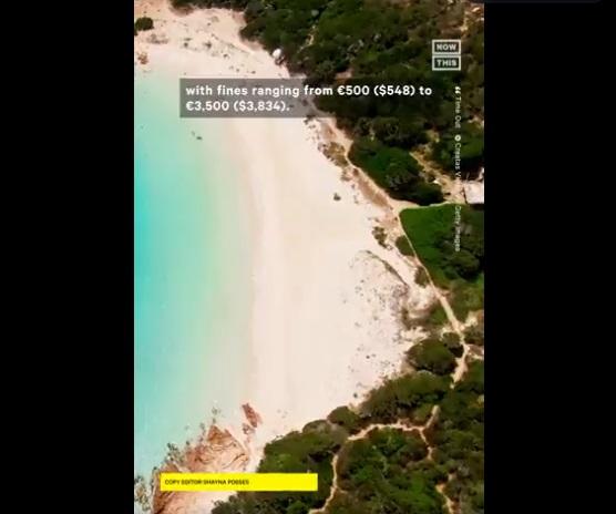 社交網上有介紹「粉紅沙灘」的影片。(互聯網)