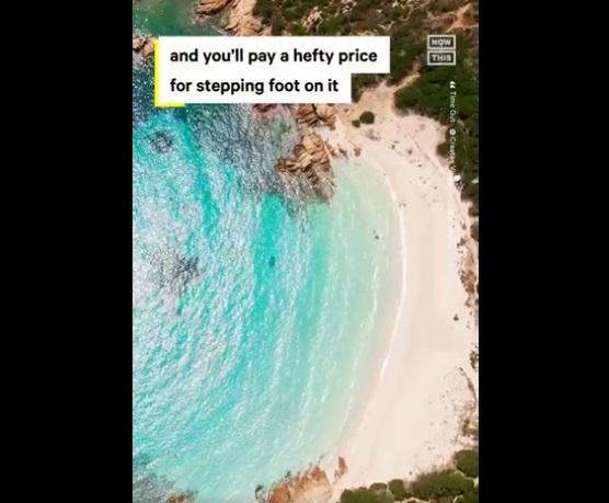 社交網上有介紹「粉紅沙灘」的影片。(互聯網)