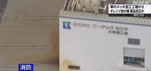 橙色煙霧不斷從廠房窗口冒出。(互聯網)