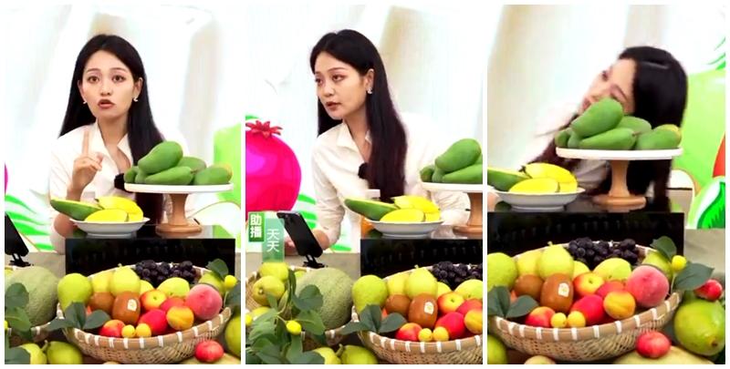 內地雪糕品牌鍾薛高一場直播帶貨活動中,女主持在直播途中,突然「雙眼瞪大、全身僵直」,下秒倒地消失在鏡頭前。(影片截圖)