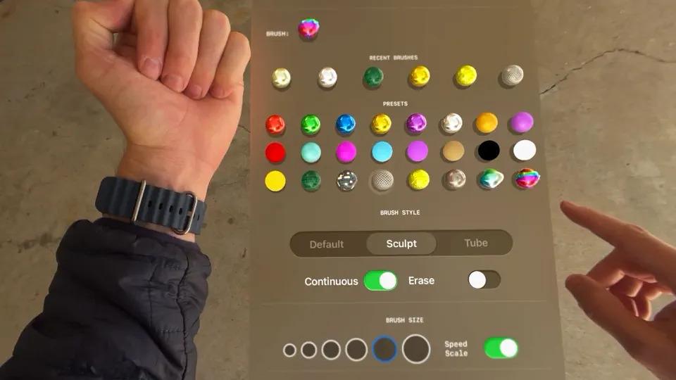 Vision Pro|以空氣為畫布、用手指作畫的《AirDraw - Finger Paint》。