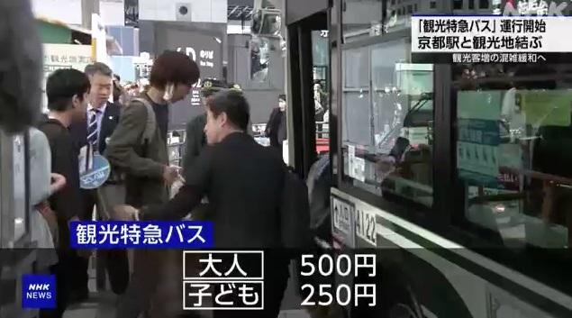 民眾可在JR京都站乘搭「觀光特急巴士」。(互聯網)