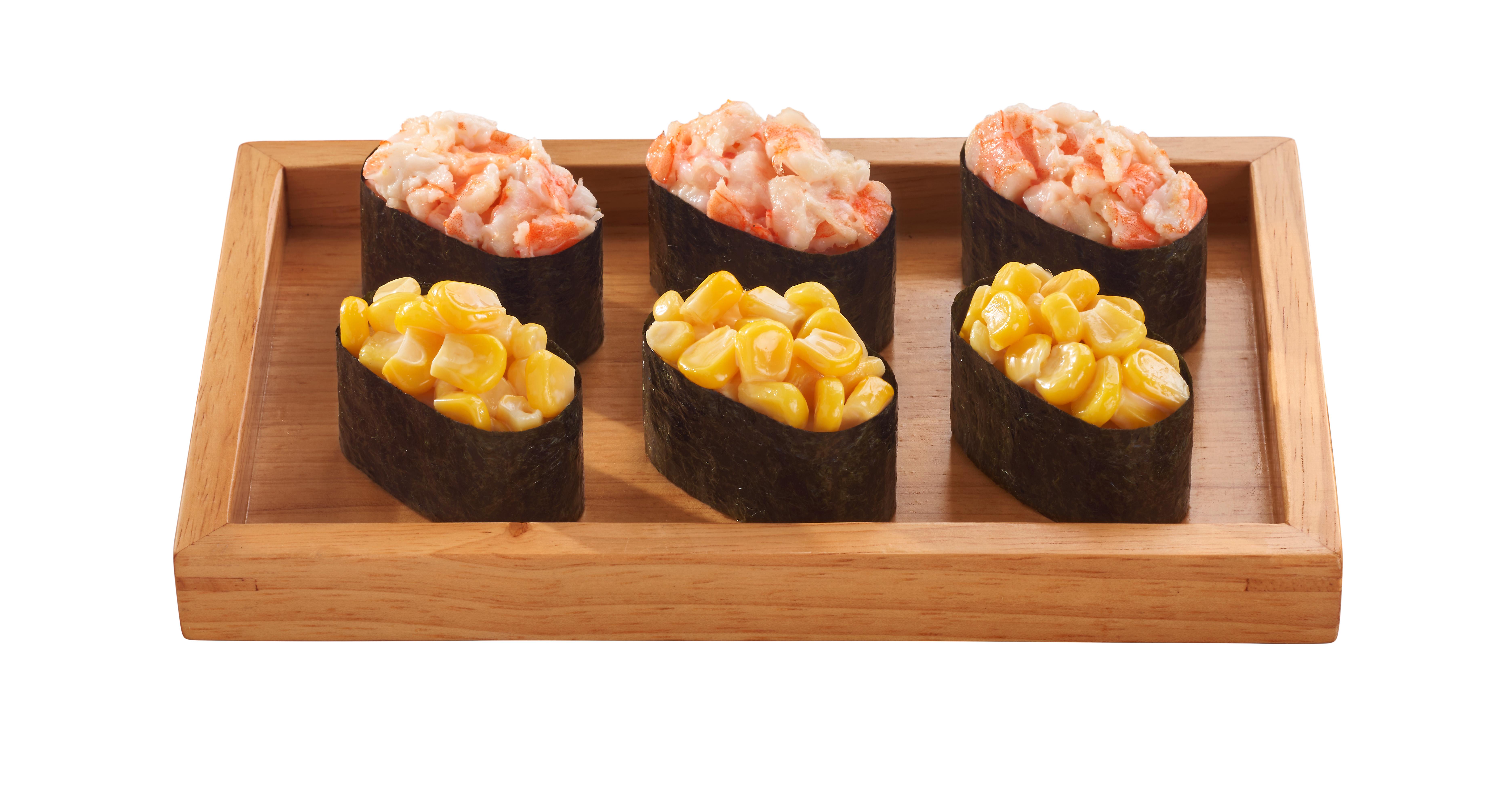 熟蝦沙律配粟米軍艦盛