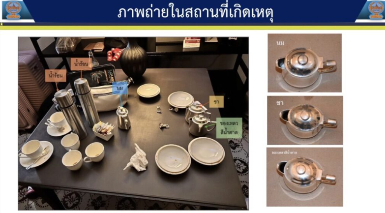 桌上的杯、茶壺均用過,而相信毒物是在不鏽鋼保溫壺內的齋啡。(互聯網)