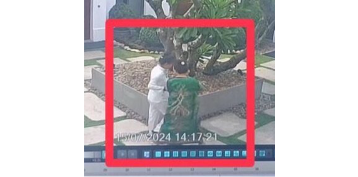 閉路電視拍到SHERINE CHONG日前進入酒店。(互聯網)