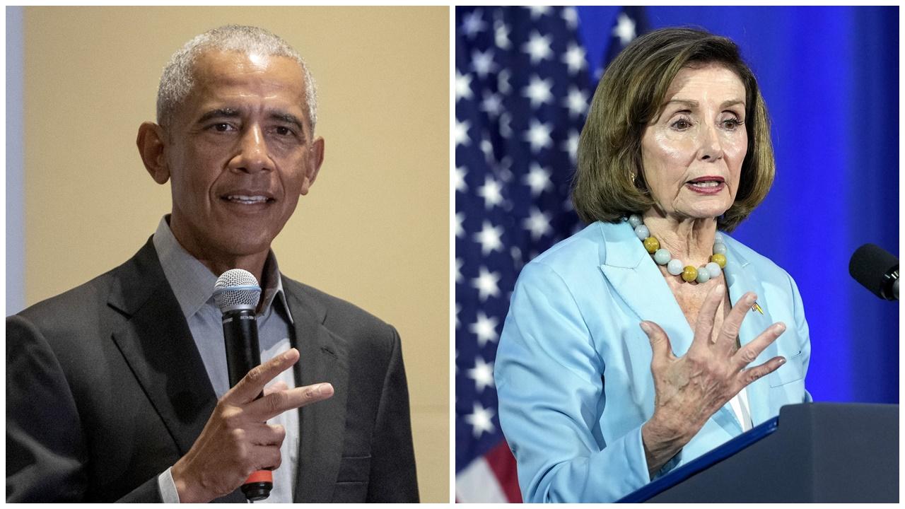 佩洛西與奧巴馬均沒有表態支持賀錦麗接替拜登出選總統。(資料圖片)