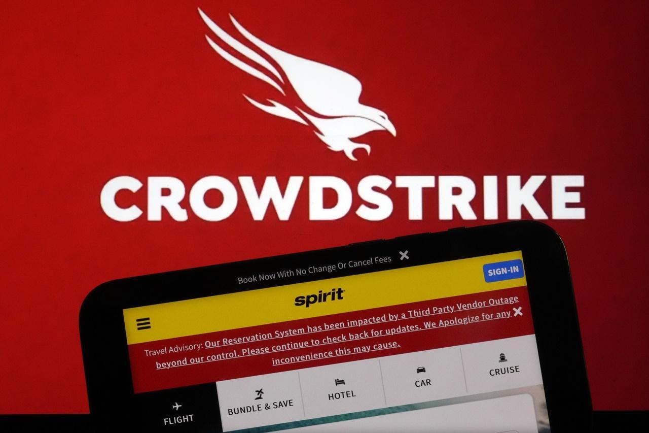 微軟全球大死機|網絡安全軟件公司CrowdStrike上周五發生更新失誤,導致其股價重挫逾一成。(AP)