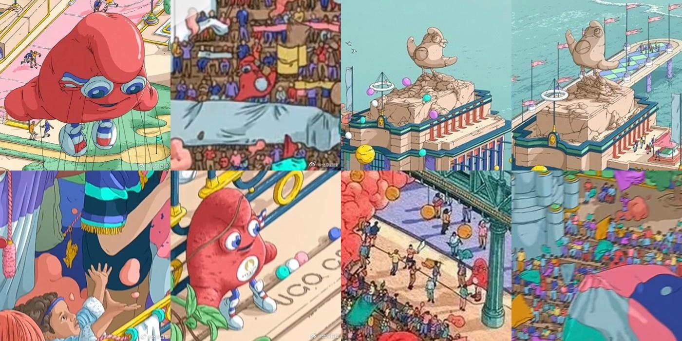 8個隱藏吉祥物「Phryges」。(微博)