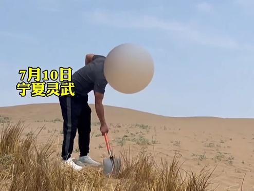 由於目前不是植樹季節,決定讓馬某先到保護區中約3,000畝的沙地裡紮草方格。(微博)