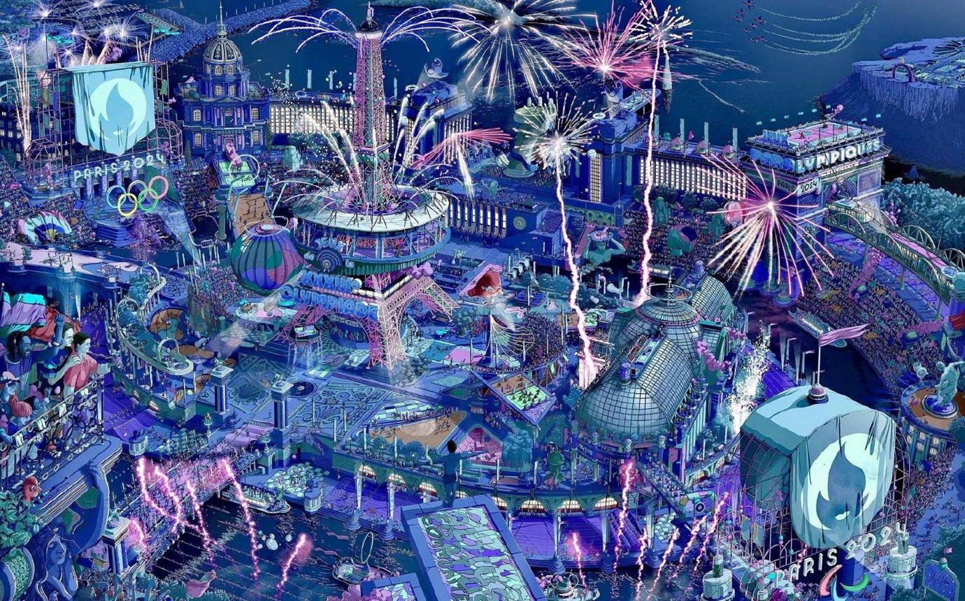 夜間版是創作者逐一修改配色,增添煙火、鐵塔的燈光等夜晚元素,向巴黎的美麗夜晚致敬,可謂別具意義。(微博)