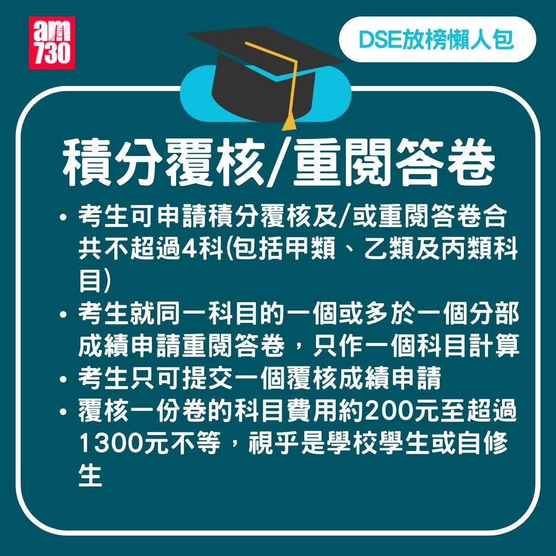 DSE2024放榜|積分覆核/重閱答卷。(am730製圖)