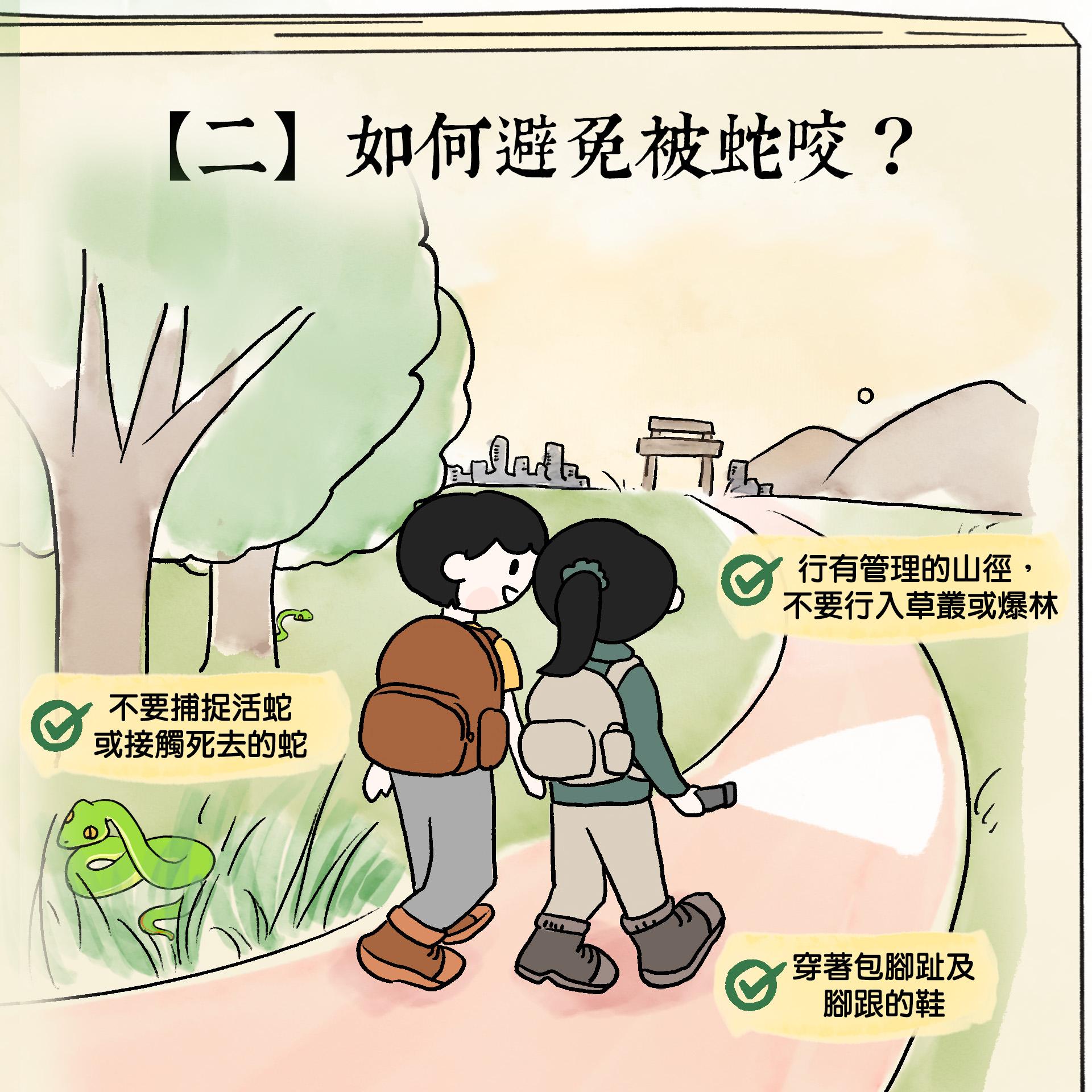 被蛇咬處理|如何避免被蛇咬?(香港郊野公園FB)