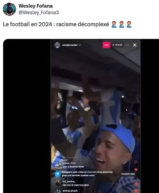 安素費南迪斯(Enzo Fernandez)的車路士隊友指摘安素歧視,並Unfollow安素IG。