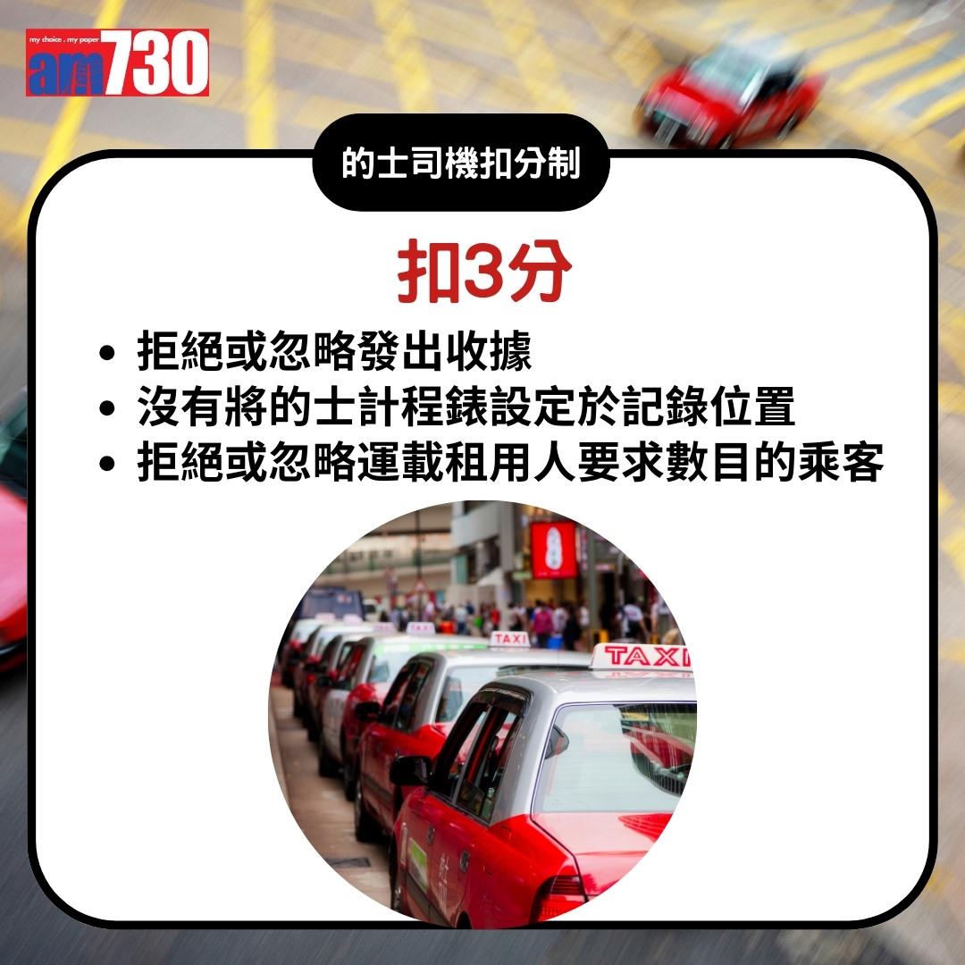 的士司機扣分制|扣3分(am730製圖)