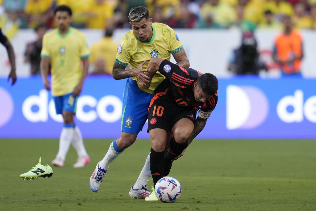 巴西1:1賽和哥倫比亞。(美聯社)