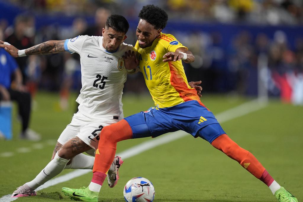 美洲國家盃四強,哥倫比亞1:0擊敗烏拉圭。(美聯社)