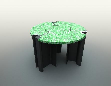 Fablab Hong Kong特意設計及製作的茶几,使用退役的電車路軌,以及Fablab為電車特制的防火級別再生膠板製成,盛載著電車歷史和綠色未來。