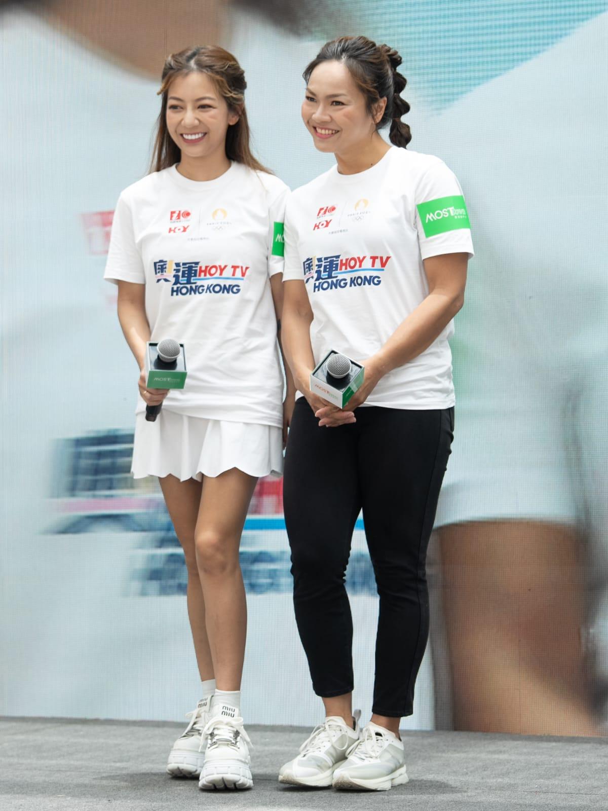 何雁詩、李慧詩、馬曉晴及葉姵延等出席HOY TV的奧運宣傳活動。(林靄怡攝)