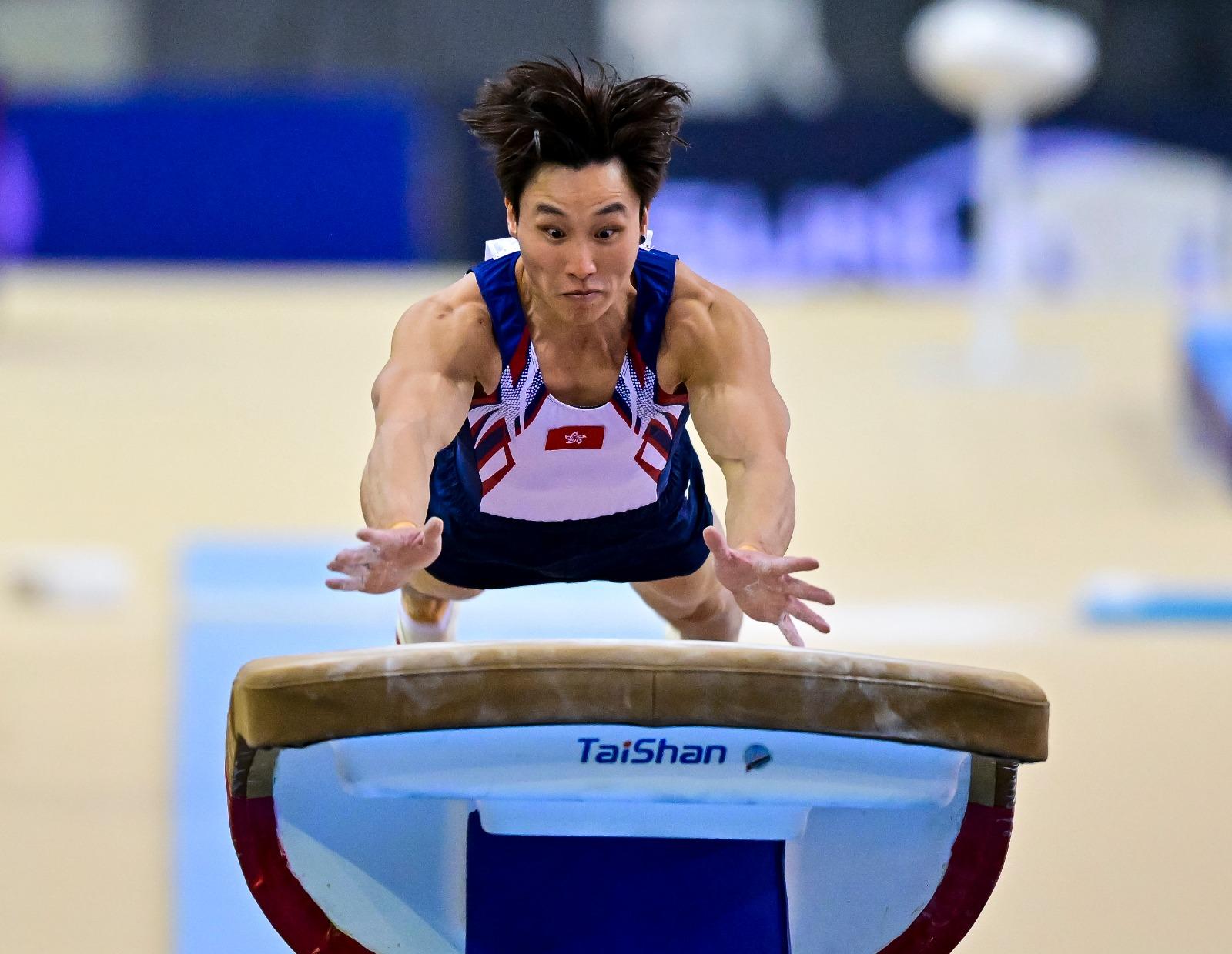 巴黎奧運|石偉雄在7月27日出戰男子跳馬資格賽。