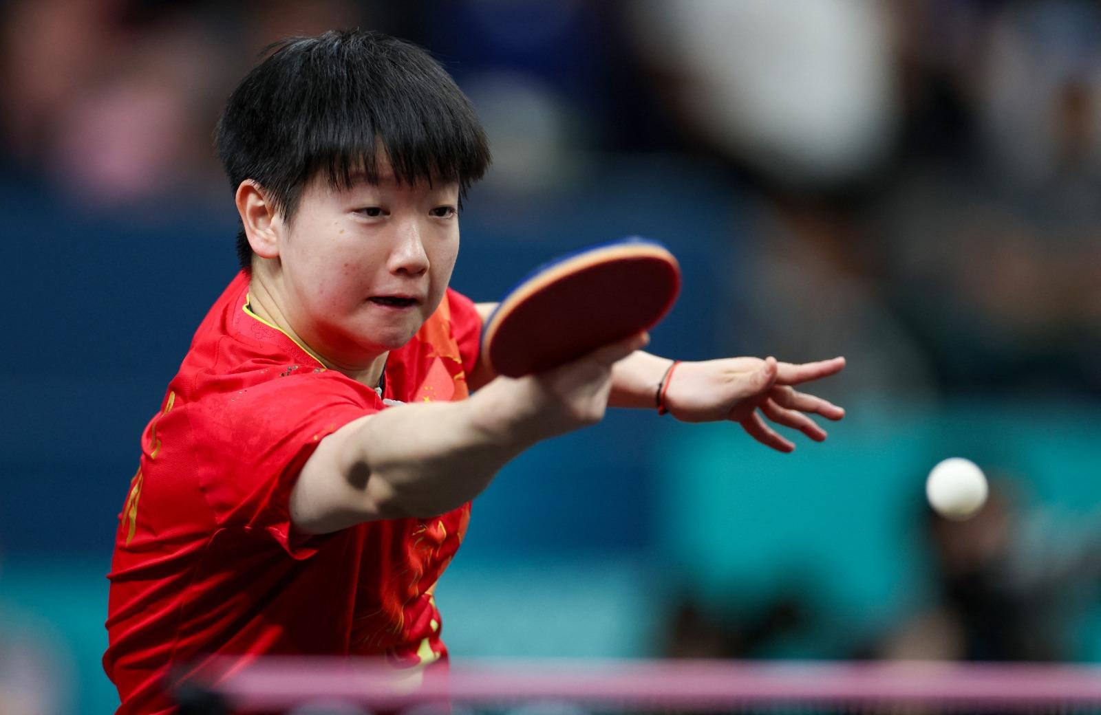 巴黎奧運|孫穎莎貴為乒乓女單一號種子,將晉身16強。(路透社)