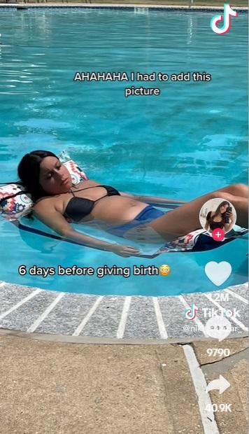 生產前6日,完全不像快將臨盆。(互聯網)