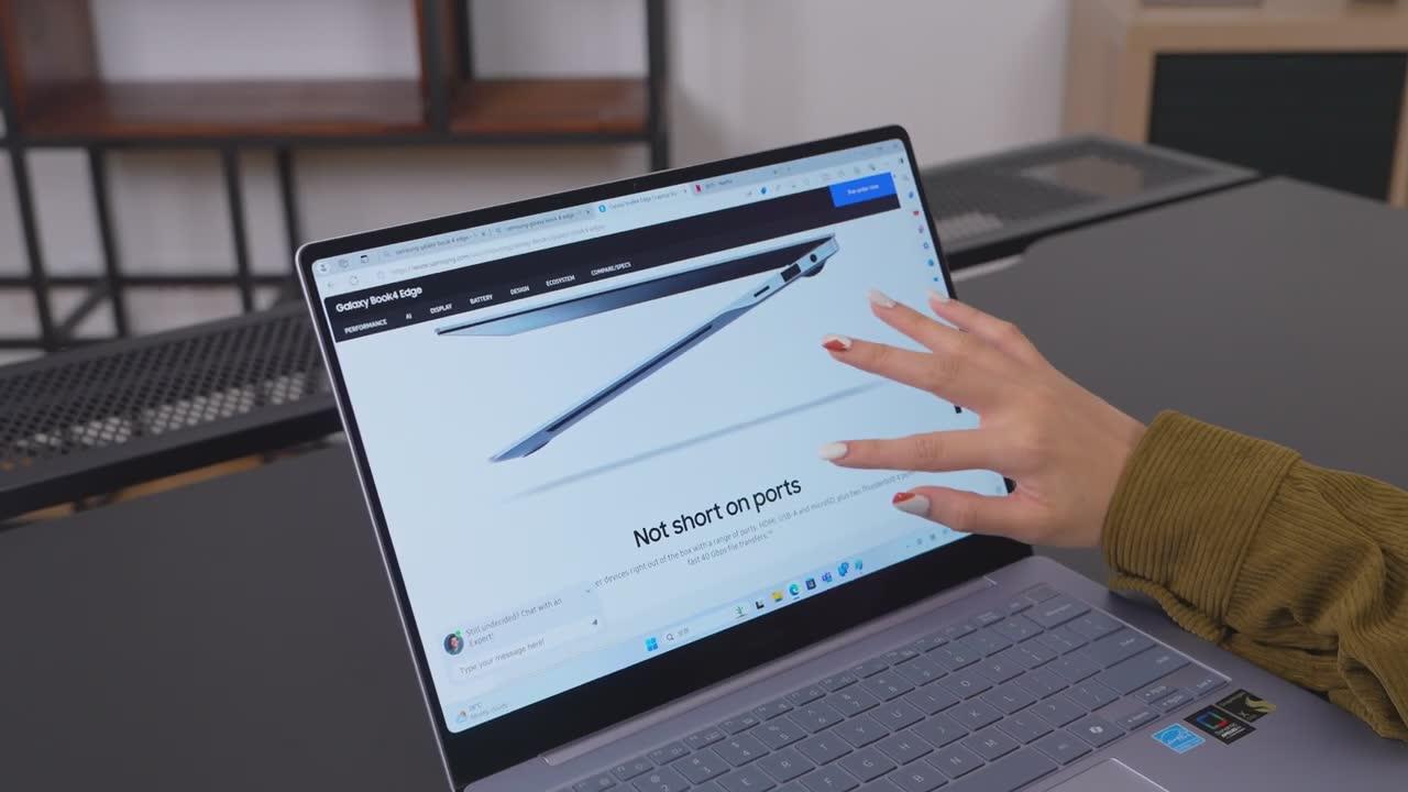 Galaxy Book4 Edge手提電腦搭載了目前市場上頂級的 3K 解析度 Dynamic AMOLED 2X 觸控屏幕,擁有高達 120Hz 的超高更新率