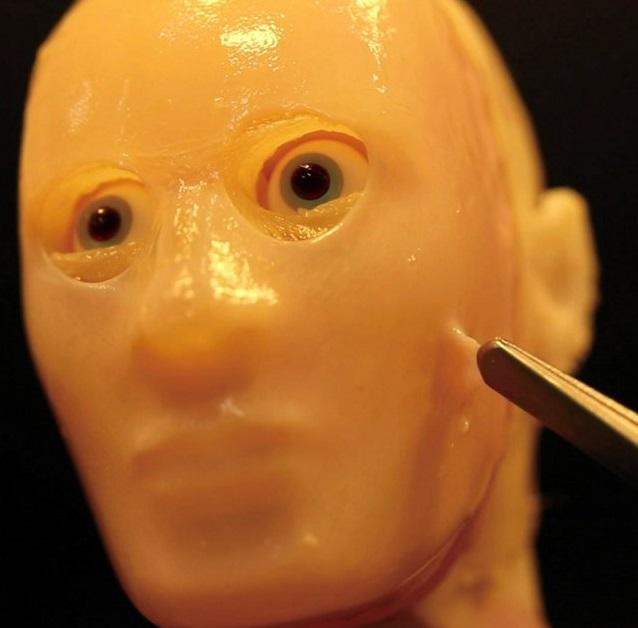 科學家利用人類細胞研發出一種相當於活體皮膚的物質,可以將其貼在機械人表面。(互聯網)