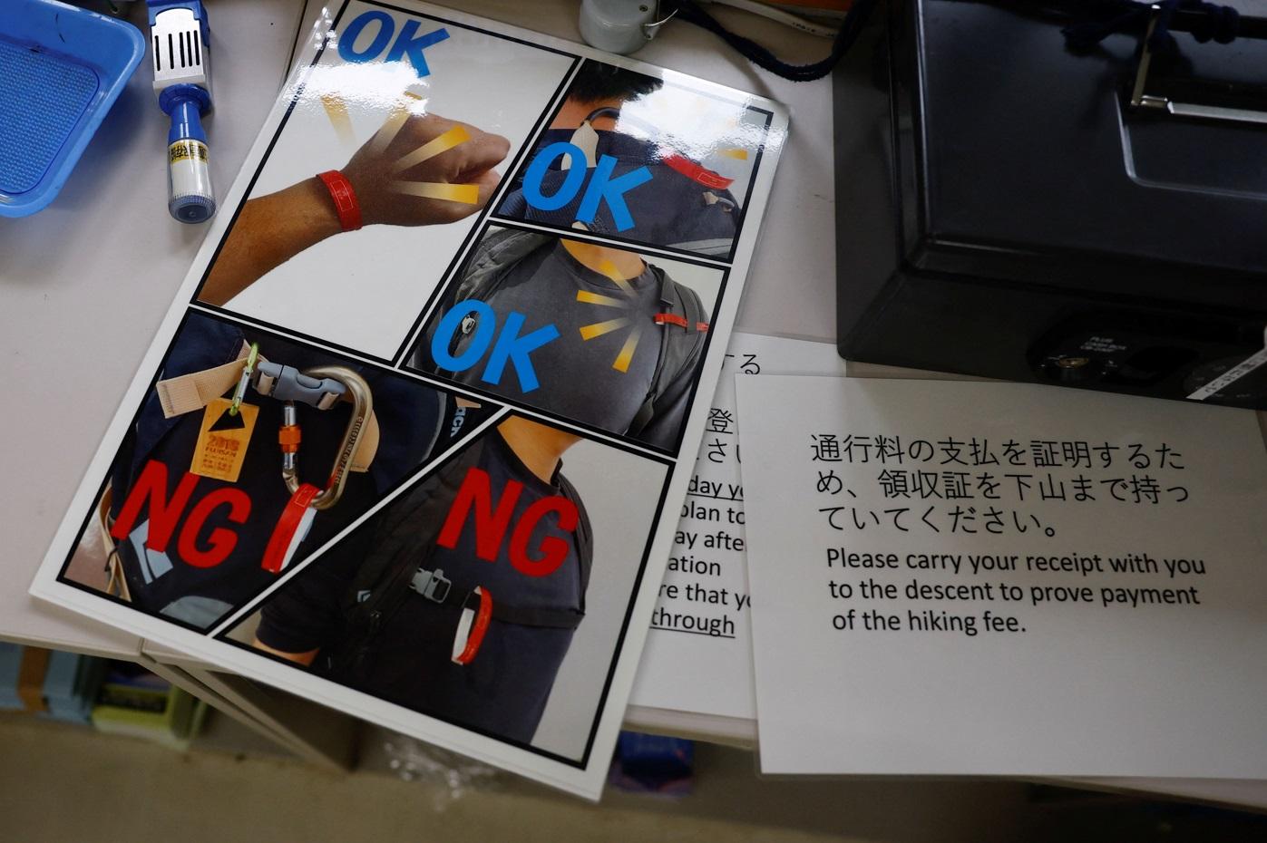 提示正確配戴手帶。(路透社)