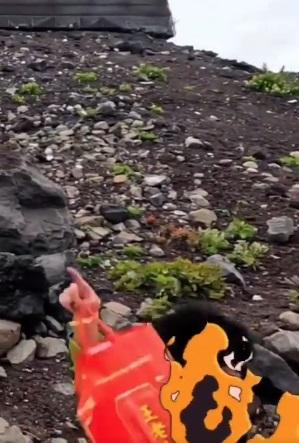 男方揮動手上的「王老吉」袋。(互聯網)