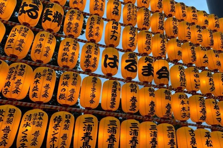靖國神社今年祭典上出現不少「三浦春馬燈籠」。