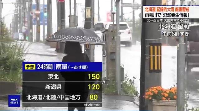 北海道留萌市雨勢頗大。(互聯網)
