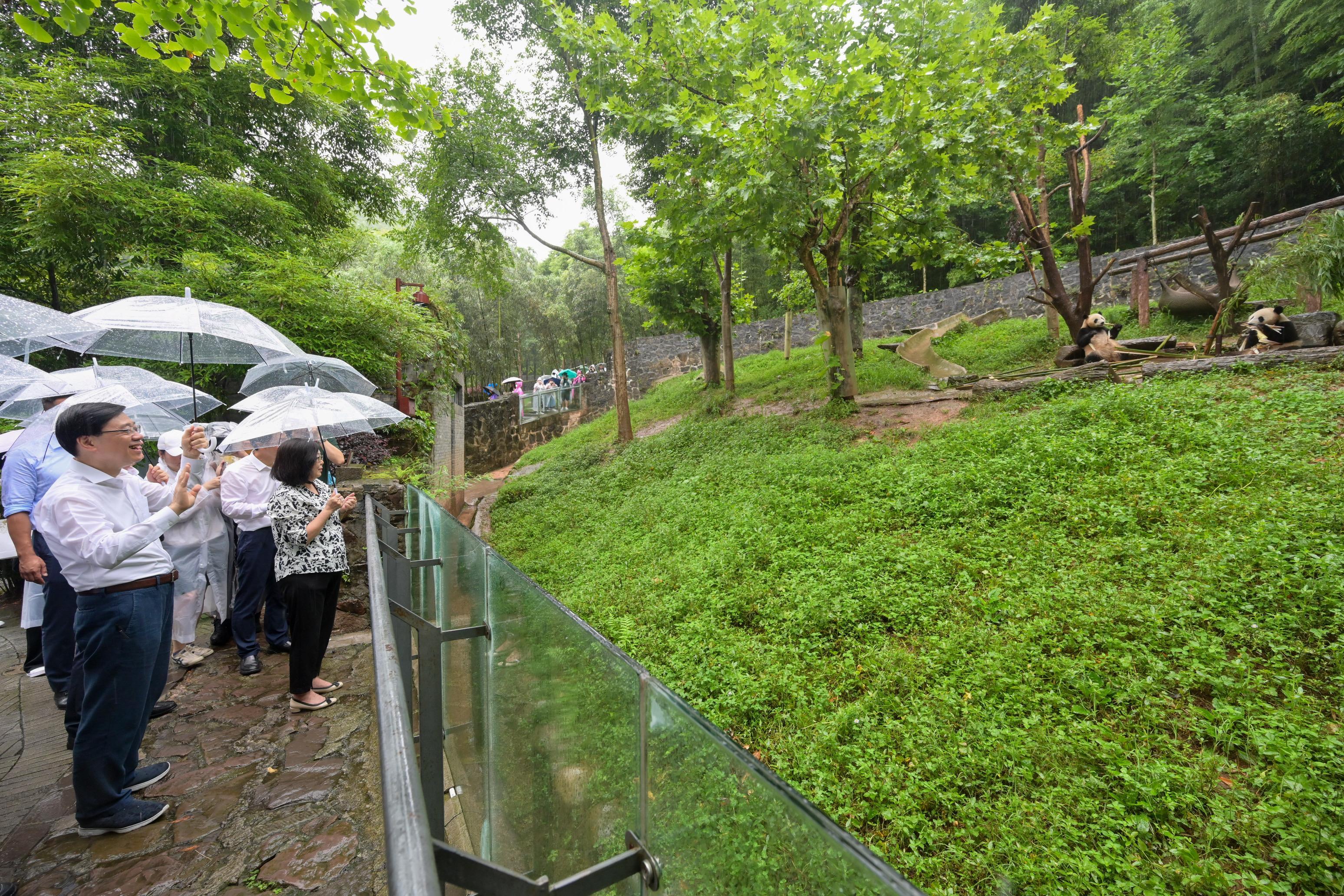 行政長官李家超及夫人李林麗嬋昨到訪中國大熊貓保護研究中心都江堰基地,探訪基地的大熊貓。