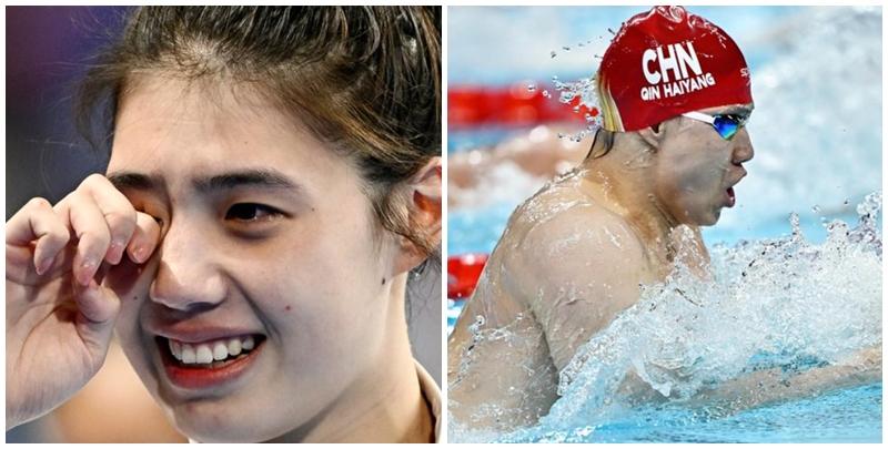 中國隊表現未如預期,「蝶后」張雨霏摘得百米蝶泳銅牌,「蛙王」覃海洋百米蛙泳僅得第7。(新華社)