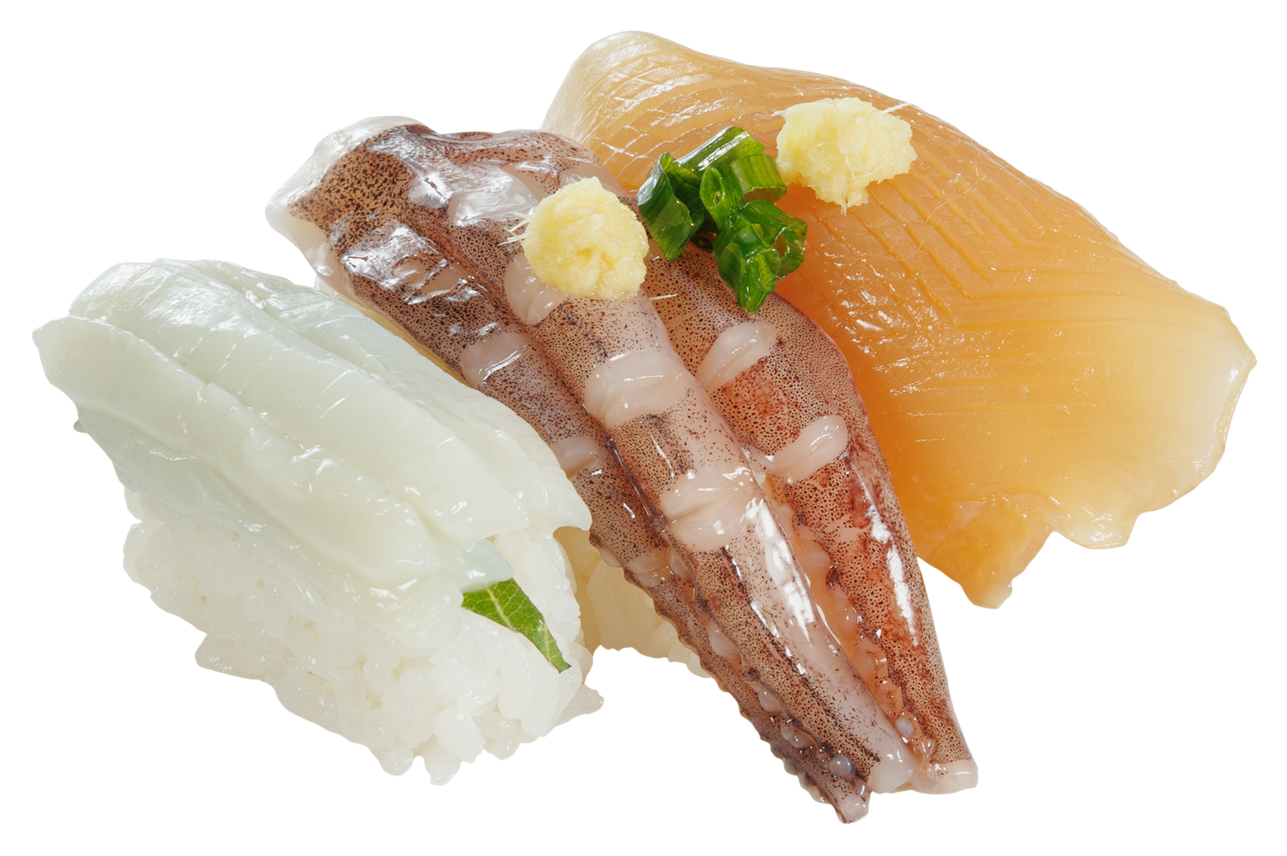 松烏賊三味(素麵・鬚・醬漬鰭 $12