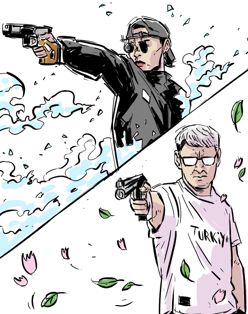 南韓「冷酷」女射擊手金藝智及51歲土耳其「零裝備」射擊手迪凱奇成為網民創作對象。